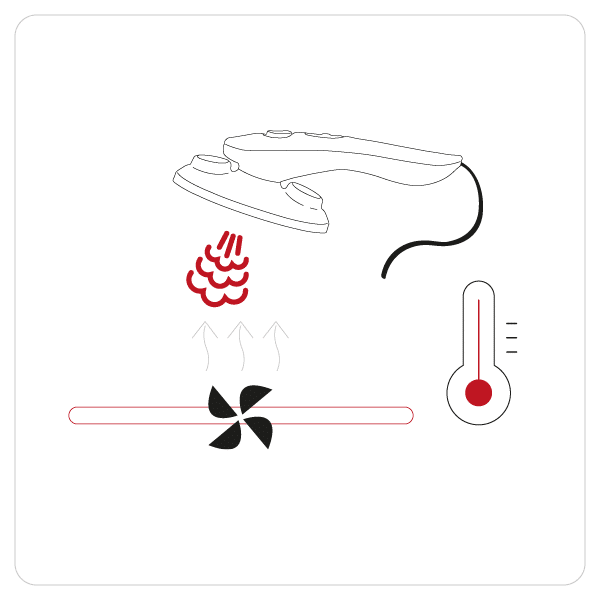 Mimo iron with gentle steam function, paired with the professional vacuum and blowing ironing board