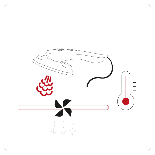 Mimo iron with intense steam function, paired with the professional vacuum and blowing ironing board