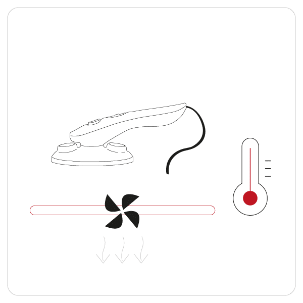 Mimo iron with dry ironing function, paired with the professional vacuum and blowing ironing board.